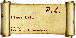 Pless Lili névjegykártya